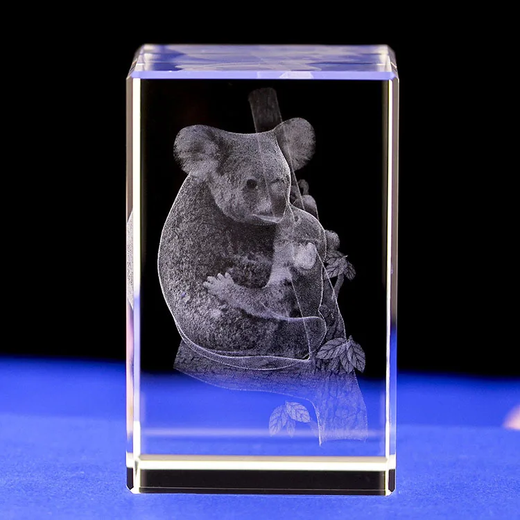 

Transparent K9 Crystal Glass 3D Carved Animal koala Crafts Glass Ornaments Figurines Wedding Party Gifts Home Decor souvenir