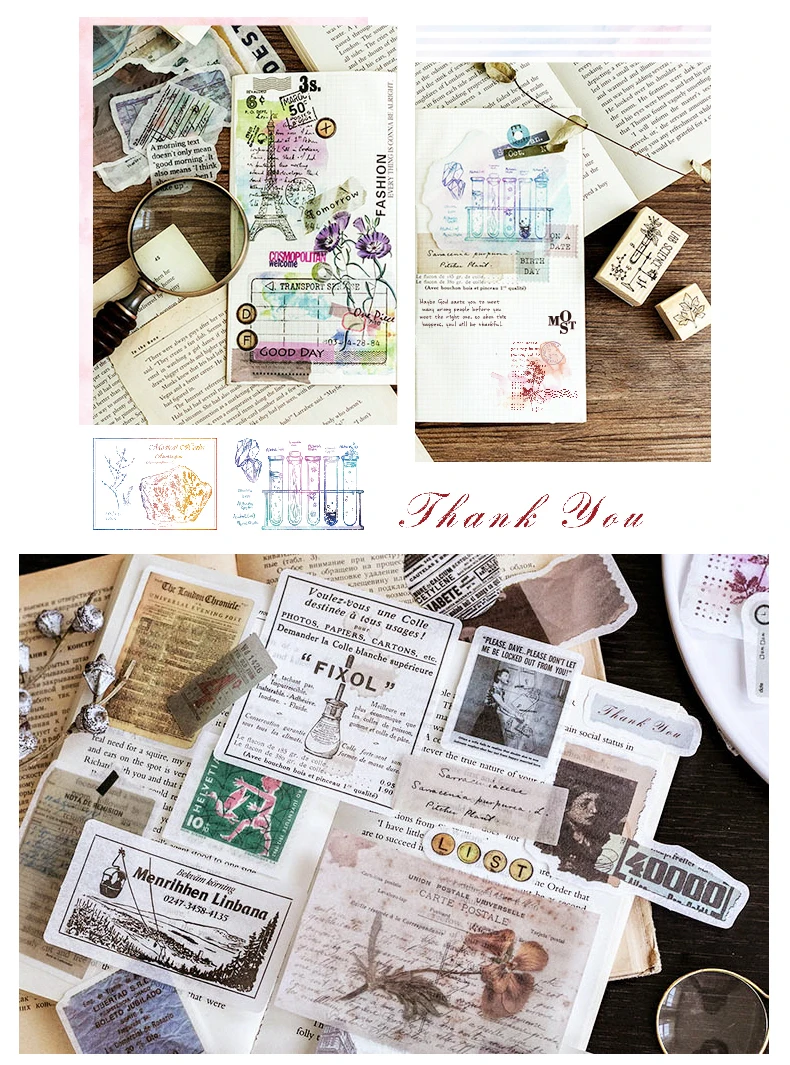 60 шт./упак. ретро впечатление Декоративные Канцелярские наклейки Скрапбукинг Diy Дневник этикетка-наклейка