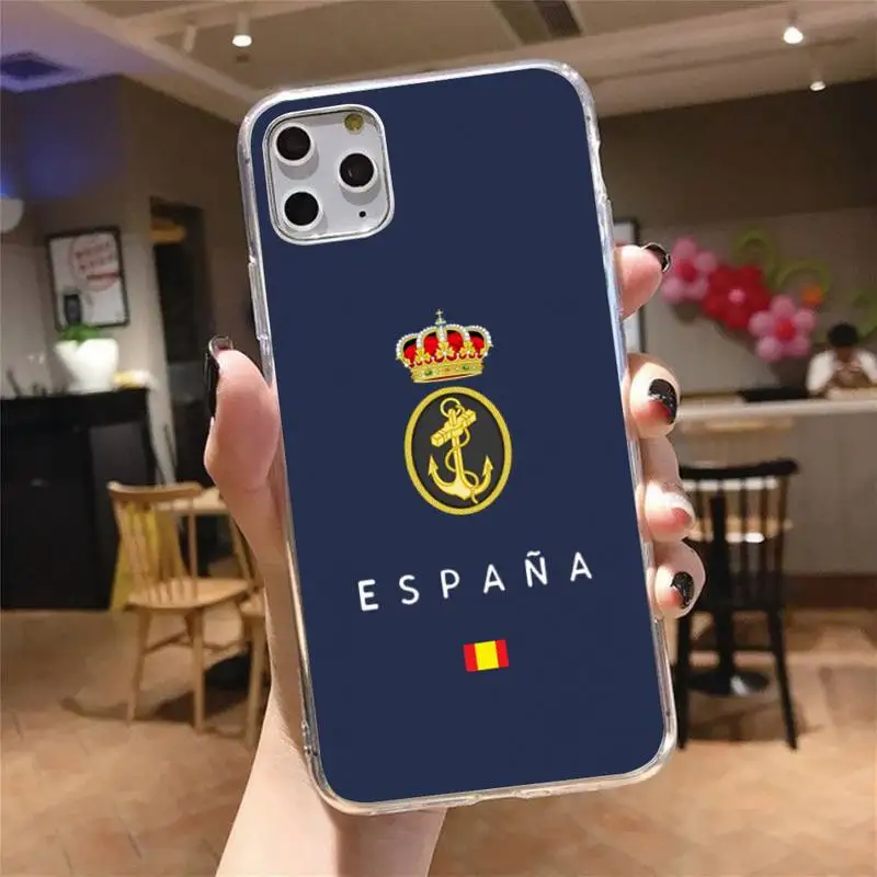 

Spain Coat of Arms Flag Phone Case Transparent for iPhone 6 7 8 11 12 s mini pro X XS XR MAX Plus cover funda shell