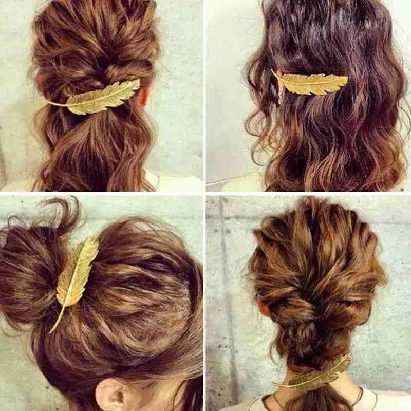 

Feather Leaf Spring Hairpin Hair Clip Hairpin Barrette Silver Color Clip Hair Hair Accessories Gold Pin For Bridal Bobby R0N3