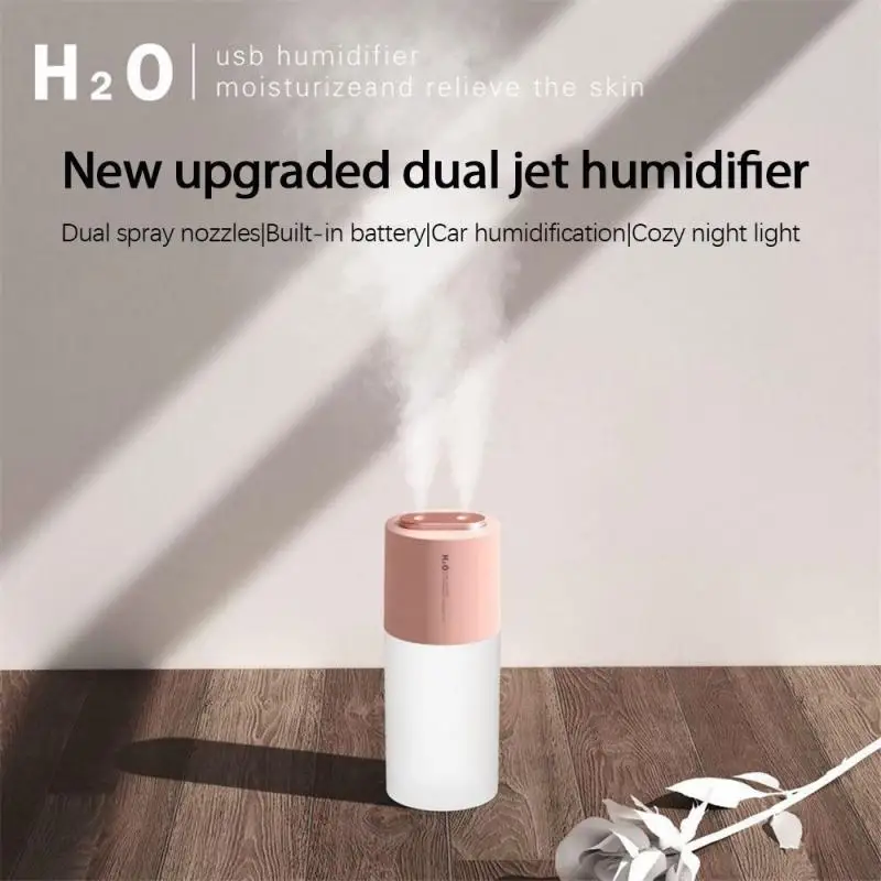 

400ML Dual Jet Humidifier Portable USB Battery Charging Large Capacity Mute Humidifier Household Small Atomizer Air Freshener