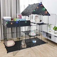 72pc metal dog pet playpen diy wire exercise pet run with door cable ties small animals cage for puppy rabbits guinea pig