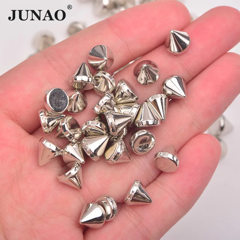 

JUNAO 500pcs 8mm Silver Gold Color Spike Studs Decoration Rivet Leather Punk Rivet Studs For Clothes Bags Shoes Jewelry Crafts