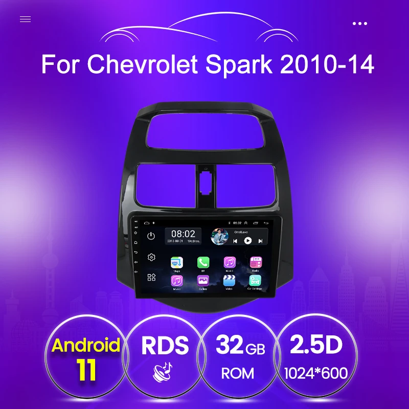 2.5D Автомобильный мультимедийный стерео плеер для CHEVROLET Spark Beat M300 2010 2011 2012-2014 USB FM SWC