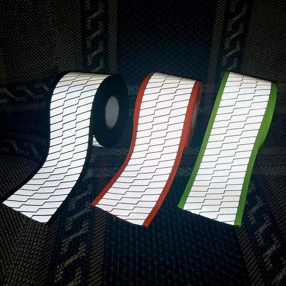 Серебряная Светоотражающая полосатая тканевая лента для обрезания