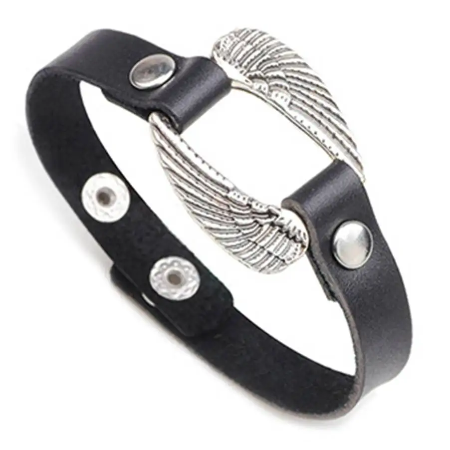 

Creative ECG Leather Bracelet & Bangle For Men Pulseira Heart Beat Button Bracelets Pulsera Fashion Wing Wristband Jewelry