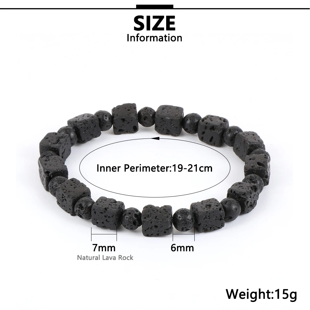 Мужские Круглые бусины из натурального камня вулканической черной лавы круглые