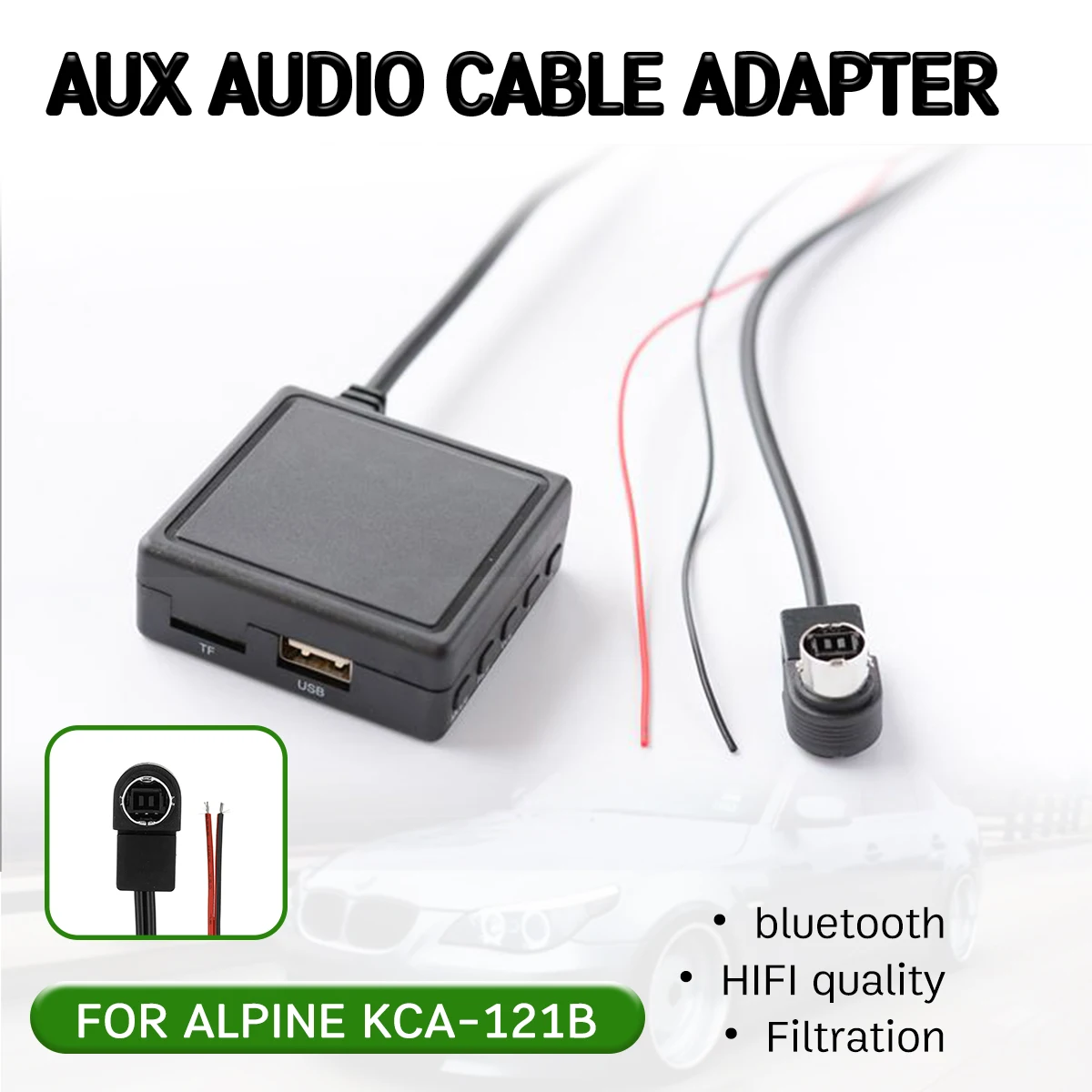 Bluetooth Aux кабель приемника с USB микрофон для ALPINE адаптер громкой связи 9887/105/117/9855/305S |