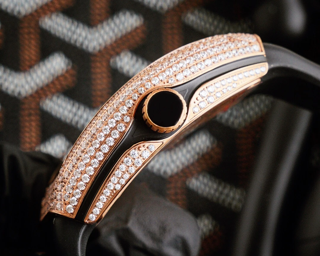 للبيع للرجال 44 مللي متر الماس ساعة ميكانيكية أوتوماتيكية الفولاذ المقاوم للصدأ الرياضة مقاوم للماء ساعة حافظة ساعة بحزام مطّاطي ساعة متعددة الوظا...