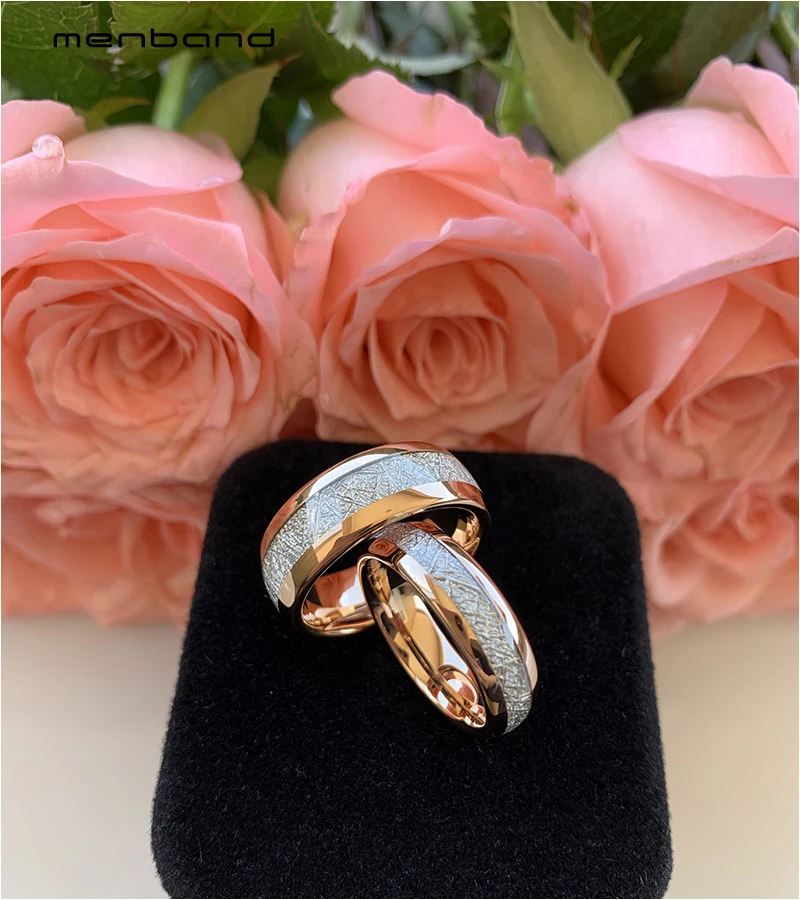 Для мужчин женщин розовое Золотое обручальное кольцо Вольфрам с яркими