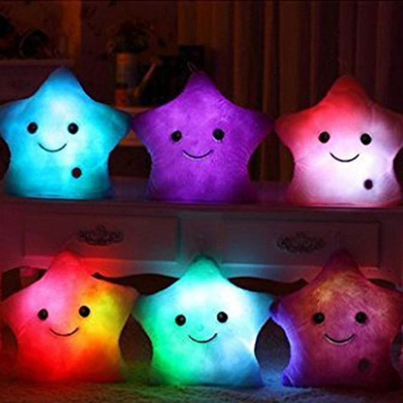 Juguete de peluche con iluminaci&oacute;n LED de 34cm para ni&ntilde;os, coj&iacute;n de estrellas creativo de peluche con iluminaci&oacute;n LED para ni&ntilde;os, juguete ligero de 34cm ideal para ni&ntilde;os y ni&ntilde;as-1