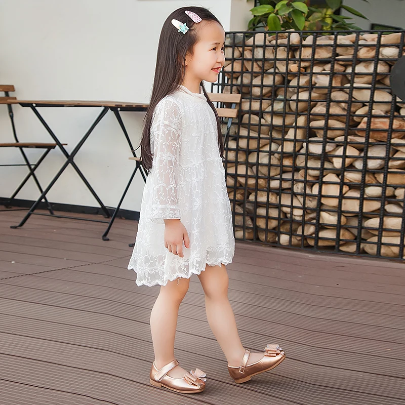 Детская кожаная обувь с бантом для девочек модные весенние туфли в горошек детей