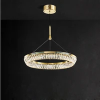 noble led gold silver dimmable crystal chandelier lighting hanging lamps suspension luminaire lampen for foyer