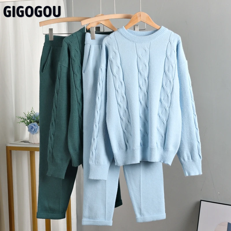 Женский трикотажный костюм GIGOGOU комплект из 2 предметов с укороченным топом и