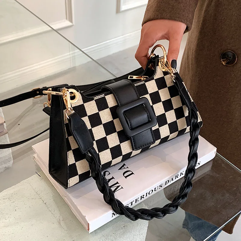 

Сумка-мессенджер Женская квадратная, тканевый саквояж на пуговицах с узором, модная сумочка-мессенджер на плечо, повседневный тоут