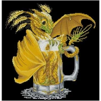 little yellow dragon in a beer glass patterns counted cross stitch 11ct 14ct diy cross stitch kits embroidery needlework sets