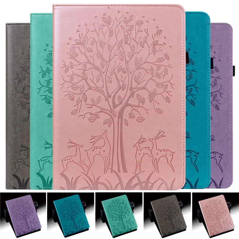 Embossed Tree Deer Flip Cover for Etui Kindle Paperwhite 5 Wallet Tablet Funda for Kindle Paperwhite 2021 11th Generation Case