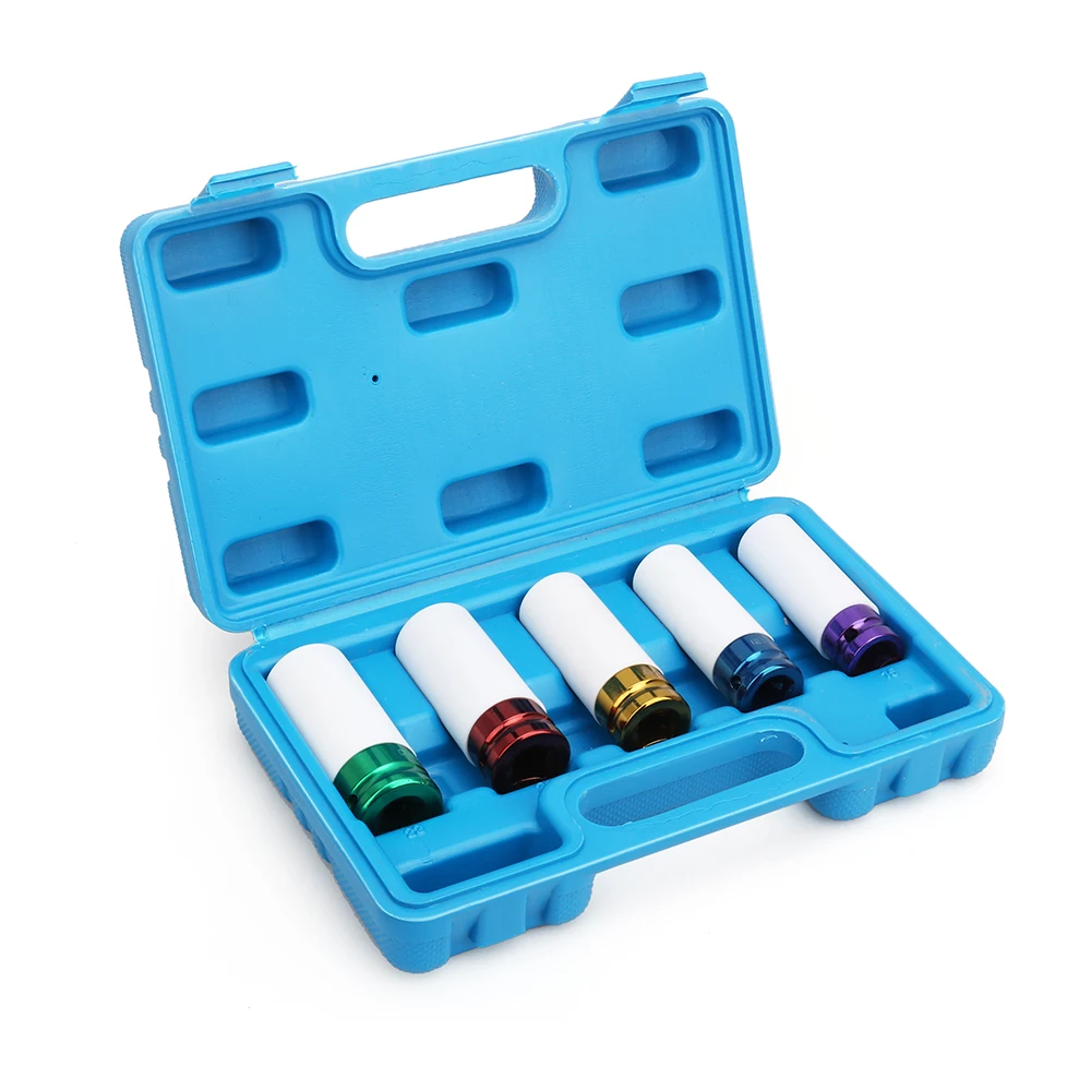 5 шт. гнездо для гайки колеса тонкая настенная глубокая ударная розетка набор 15 мм