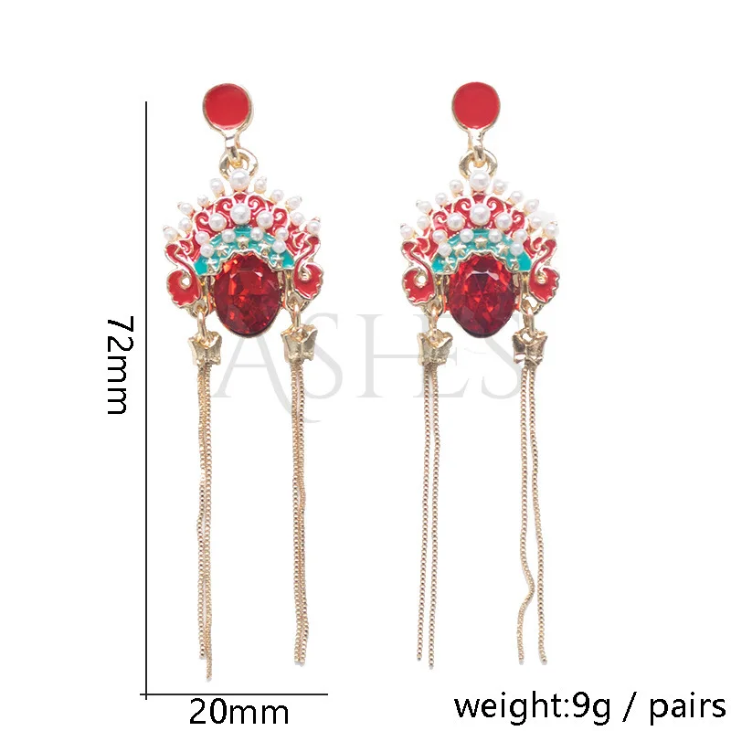 

Fashion Creative 925 Silver Needle Chinese Style Peking Opera Facial Makeup Pearl Tassel Earrings for Women 2021 Jewelry Gifts