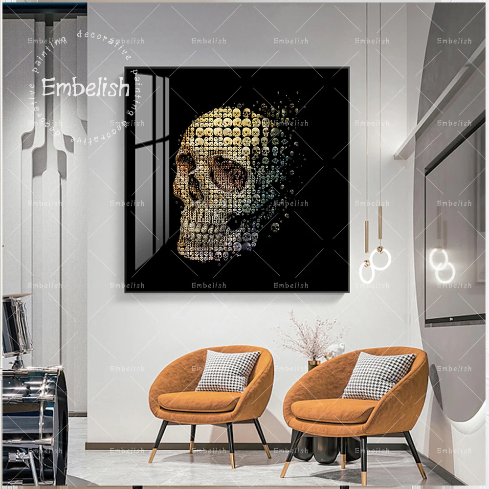 

Embelish Free Shipping HD Print On Canvas Oil Paintings Modern Home Decor Cool Skull Pictures For Living Room Wall Art Posters
