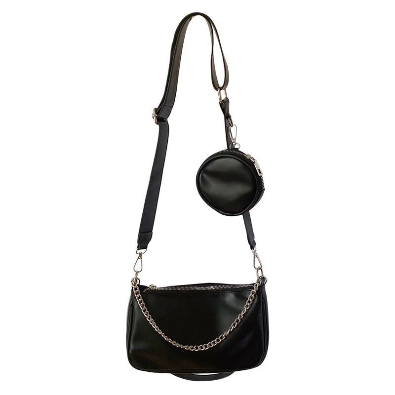 

Сумка на плечо из ПУ кожи для женщин, модная повседневная однотонная дамская сумочка-тоут на цепочке через плечо