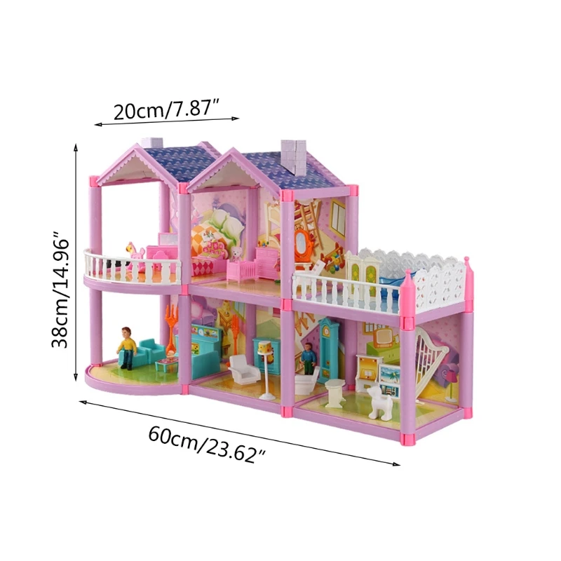 

Kids DIY Family Doll House Accessories Toy With Miniature Furniture Garage Assemble Doll House Toys For Girls Birthday G