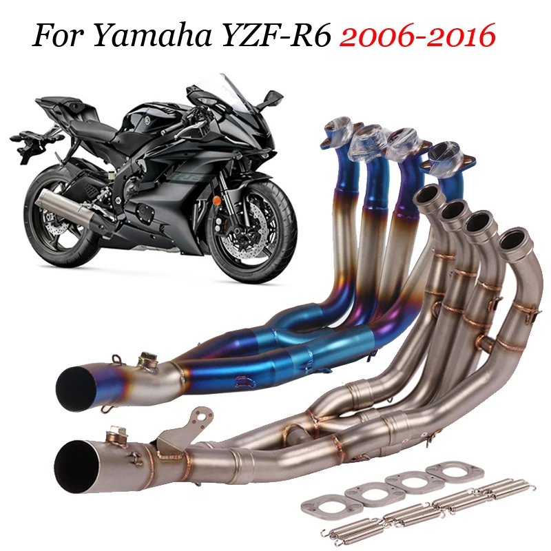 

Выхлопная труба для Yamaha YZF-R6 r6 2006-2016, Модифицированная Передняя средняя Соединительная труба для мотоцикла, глушитель выхлопных газов 51 мм 60 ...