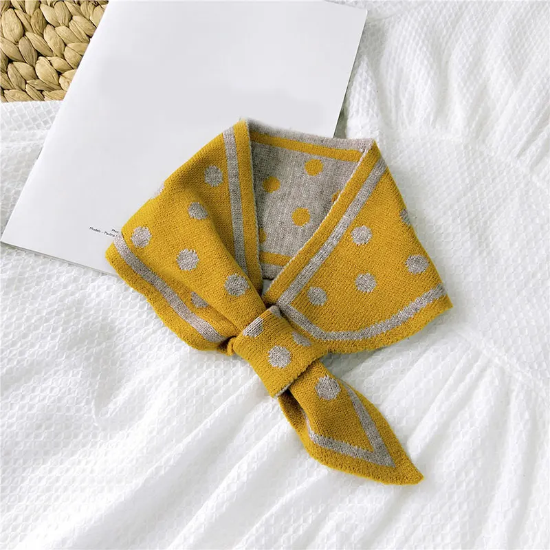 

Polka Dot Knitting Wool Scarf Soft Warm Scarves Neck Warmer Insert Mouth Small Neckerchief Knitted Shawl Shoulder Wraps Outdoor