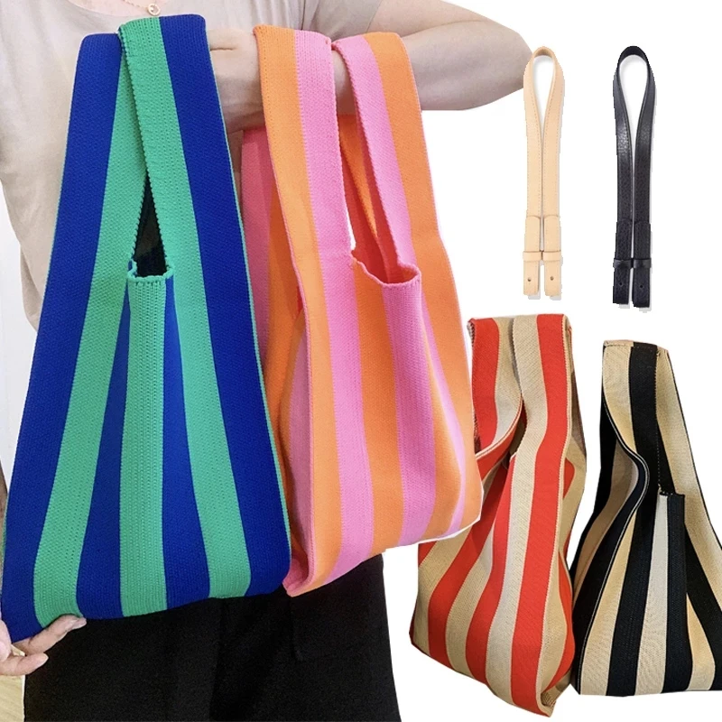 

Fashion Crochet Shoulder Bag Cute Color Striped Women Handbag Large Capacity Tote Woven Crossbody Bags for Women Wrist Bag INS
