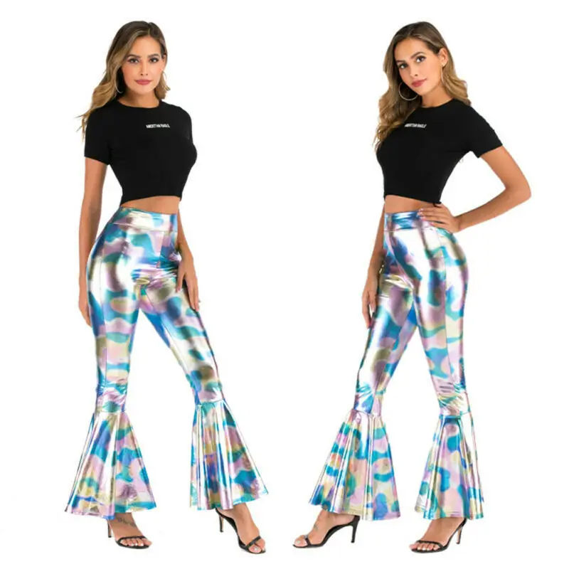 Женские брюки в английском стиле длинные с оборками обтягивающие узором пейсли