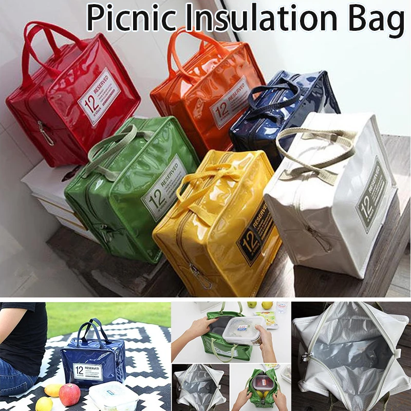 

Fashion Portable Insulated PU Lunch Bag Thermal Food Picnic Lunch Bags for Lunch Food Box Bag Tote