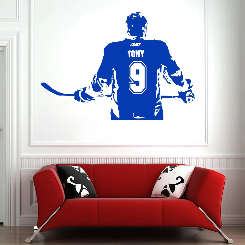 

Wallpaper Home Decor ice Hockey Wall Sticker Poster Custom Name Number Removeable Vinyl DIY Wall Decal Bedroom Decoration Y115