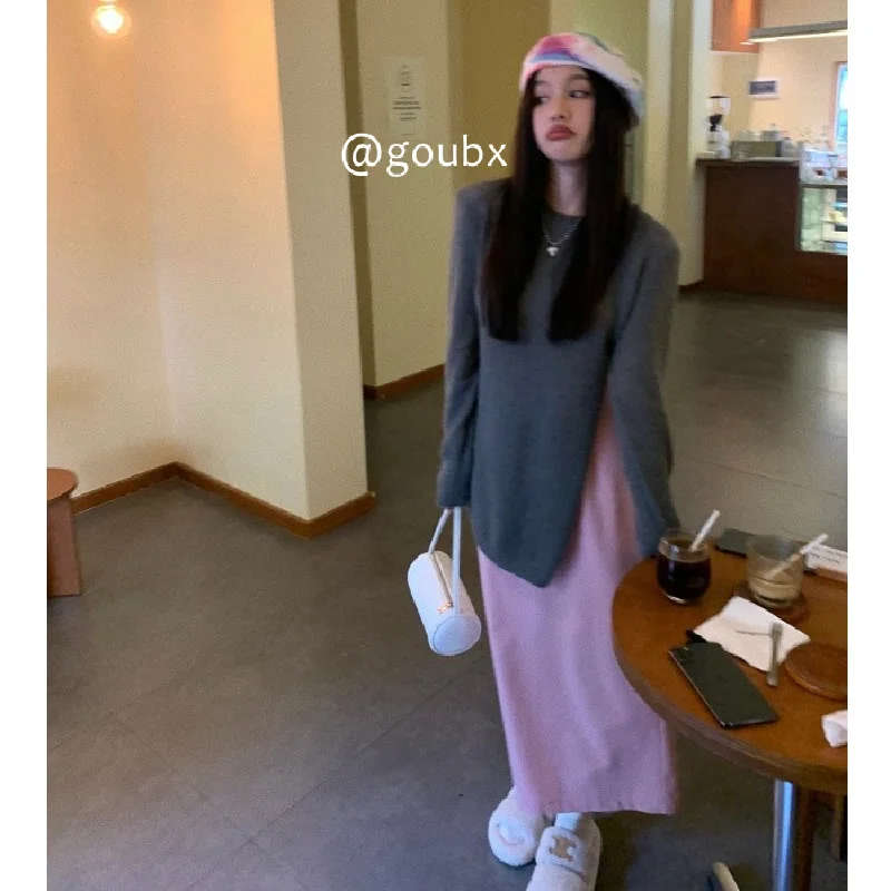 Дизайнерский Повседневный модный костюм женский осенний вязаный свитер с