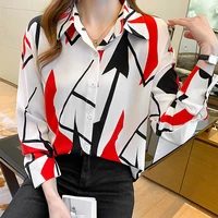 2022 new women blouse colorful long sleeve print casual blouses female vintage loose tops blusas and shirts