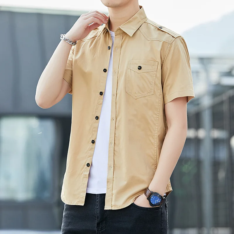

Мужская летняя рубашка с коротким рукавом, корейский тренд, свободные мужские повседневные рубашки, универсальные Молодежные рубашки с рук...