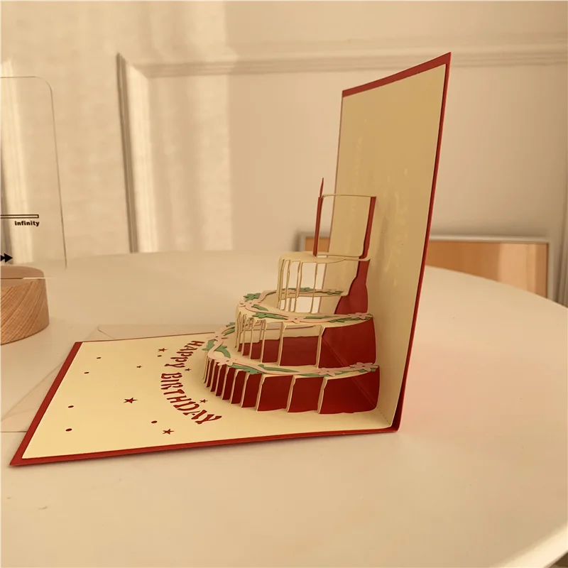 Открытка с днем рождения креативная 3D открытка тиснением бумажный торт