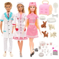 doll accessories cosply nurse doctor set toys for children dolls clothes with medical kit supplies pet suitcase for barbie ken