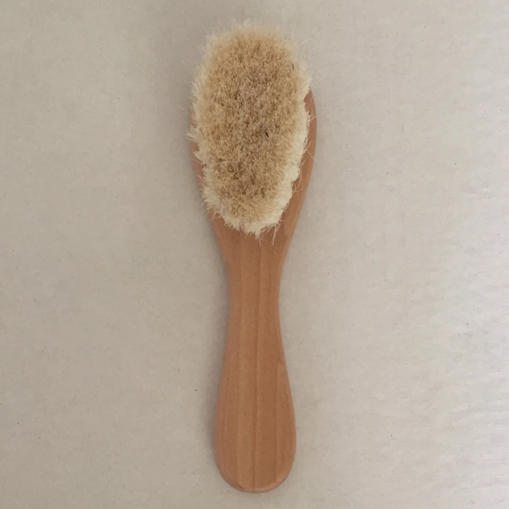 Brush Новорожденный младенческий массажер для головы натуральный безопасный материал ребенок натуральный деревянный гребень шерсть щетка для волос для здоровья ребенка - Цвет: Brush