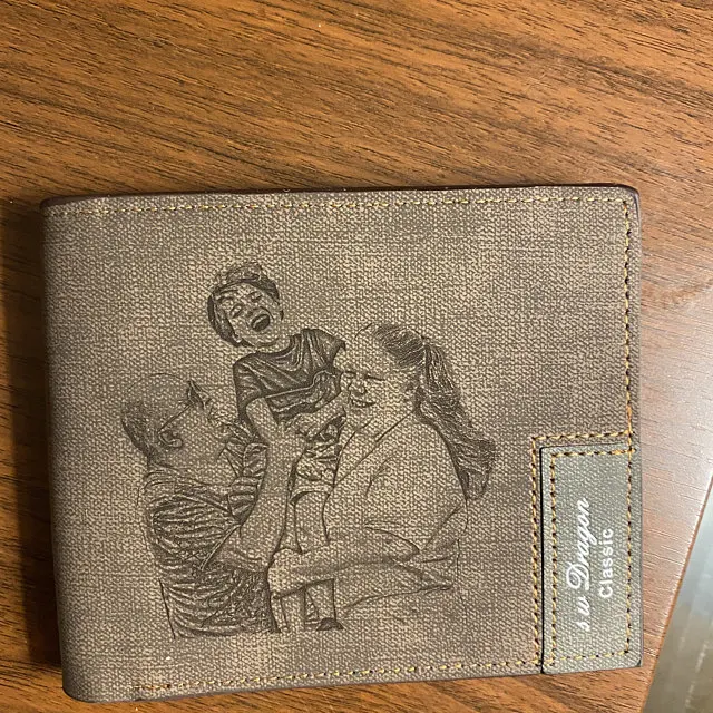 

Personalized Photo Wallets for Him Men's Billfold Custom Inscription Picture 2-Sides Engraved Wallet Valentines Day Gift