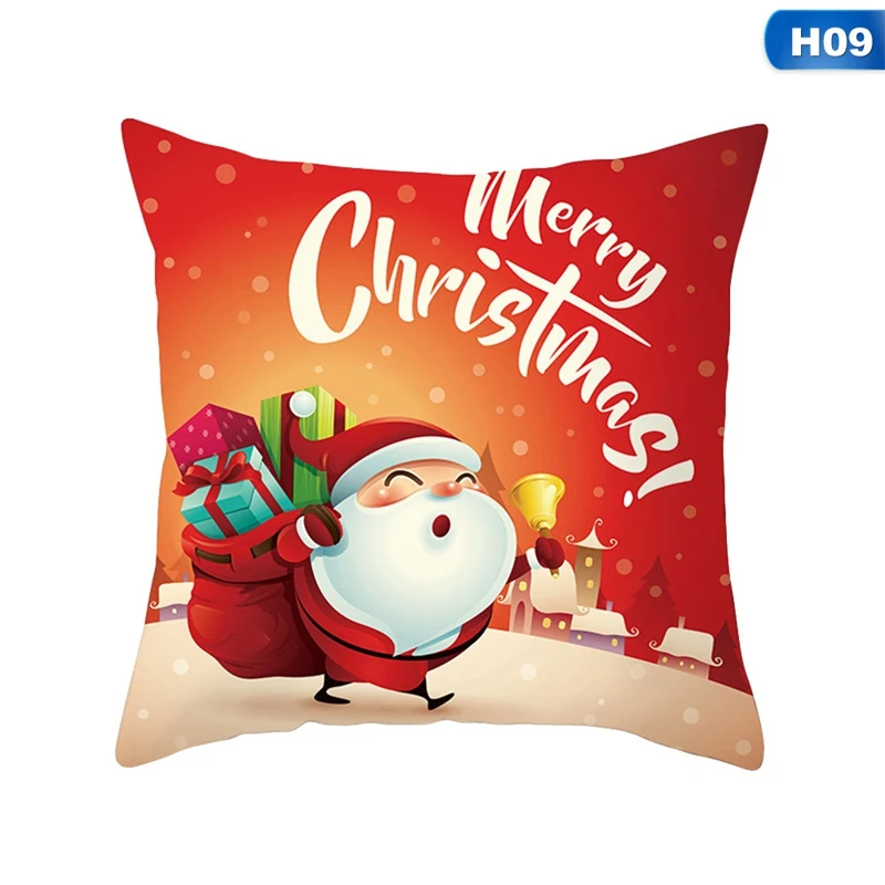 

Merry Christmas Cushion Cover New Year Gift Throw Pillow Covers for Home Sofa Decorative Pillowcases Red Deer Santa Claus