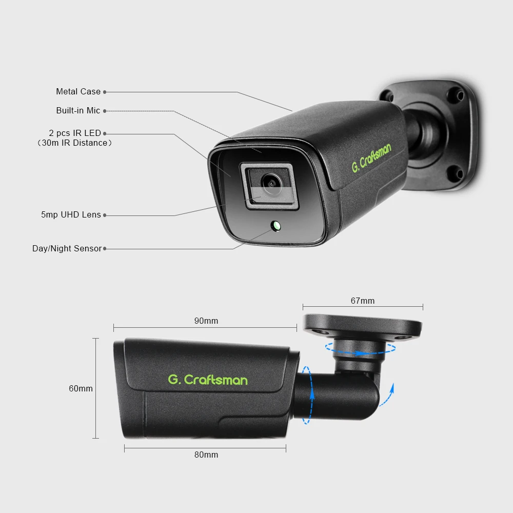 Водонепроницаемая камера видеонаблюдения 5 Мп POE IMX335 |