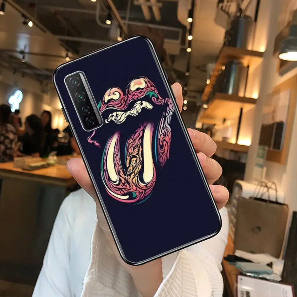 

Art Music Rollings Stones Tongue Phone Case For Huawei mate 40 30 10 20 40 8 9 Lite Z Pro Black Etui 3D Coque Painting Hoesjes