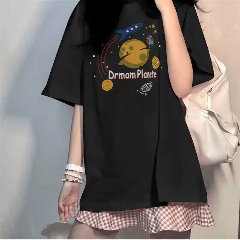 

Костюм с футболкой в Корейском стиле Женская Kawaii для девочек принт с героями мультфильмов, футболки с короткими рукавами и круглым вырезом ...