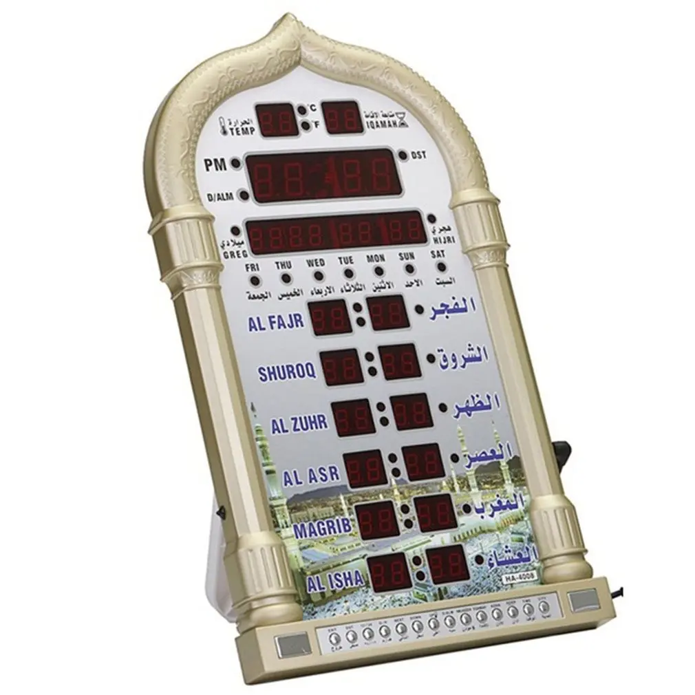

Azan Mosque Prayer Clock Islamic Mosque Calendar Muslim Prayer Wall Clock Alarm Ramadan Home Decor + Remote Control(Not battery)