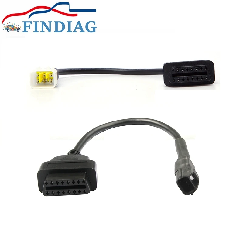 

Кабель-удлинитель OBD2 для мотоцикла, внешний диаметр 3 штырька для диагностического интерфейса двигателя OBD, внешний диаметр 6 штырьков