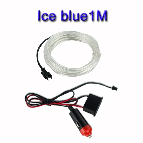 ice blue 1m EL Wire Автомобильный светодиодный светильник 1 м 2 м с адаптером освещение салона автомобиля украшение двери для авто неоновый светильник светодиодный Канатный светильник 10 цветов/ - Испускаемый цвет: ice blue 1m