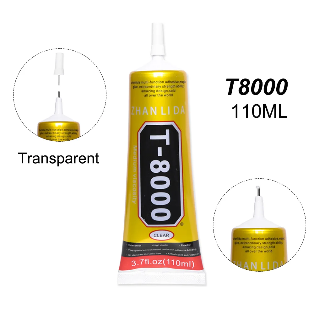 

110ML T8000 Glue Super Strong Epoxy Adhesive T-8000 Glass Wood Fabric Textile Cloth LCD Touch Screen Phone Cover Display Repair