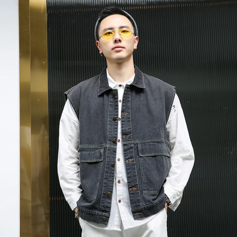 Джинсовый жилет летняя одежда тонкая хлопковая Свободная куртка в Корейском