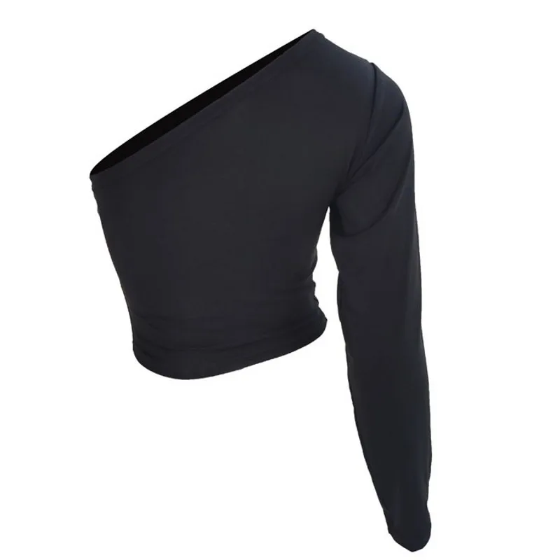 Футболка женская на одно плечо пикантный короткий Топ без бретелек с длинным