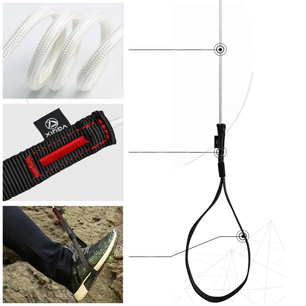 

Professional Adjustable Webbing Foot Loop Outdoor Rock Climbing Mountaineering Riser Pedal Rope Foot Ring Ascender Belt Device